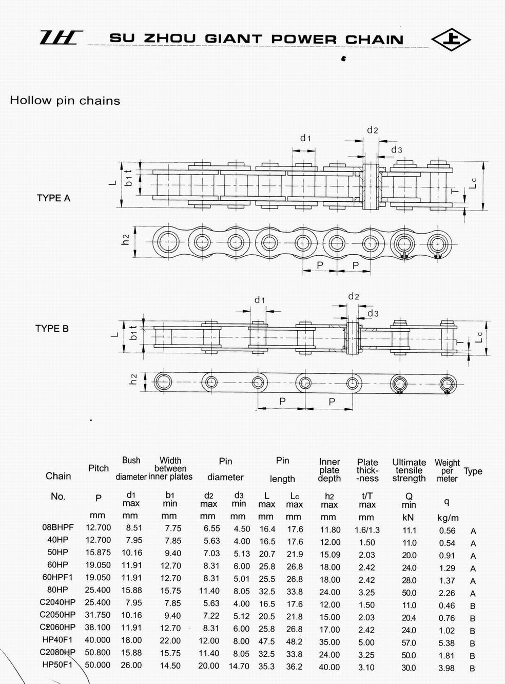 HOLLOW PIN CHAIN